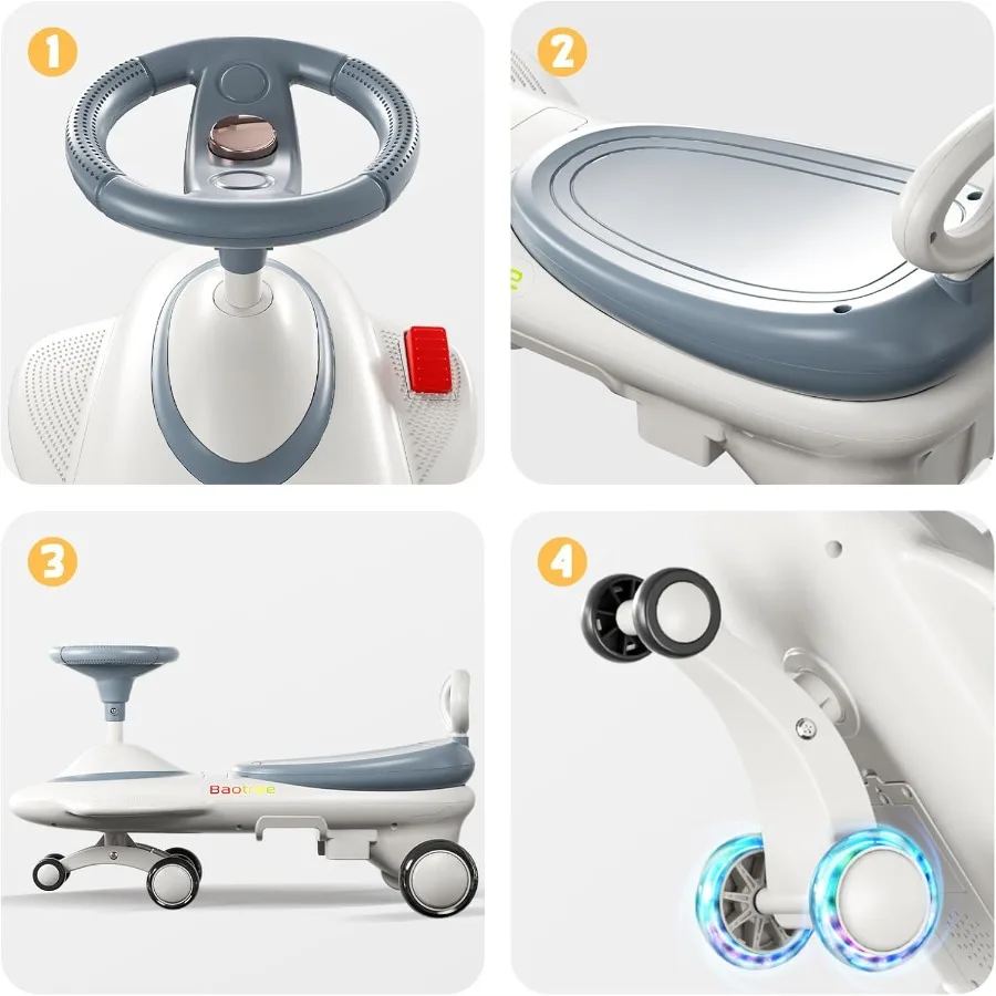 Passeio elétrico no carro 12V - Carro elétrico com bateria recarregável, luzes LED e música anti-capotamento para meninos e meninas de idades