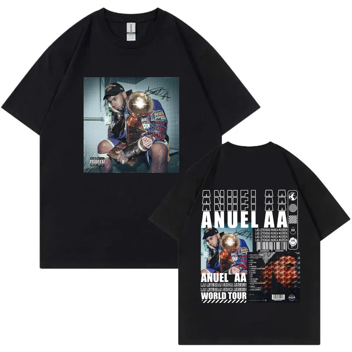 

Rapper Anuel AA Las Leyendas Nunca Mueren World Tour T Shirts Male Hip Hop Vintage T-shirts Men Women Casual Fashion Loose Tees