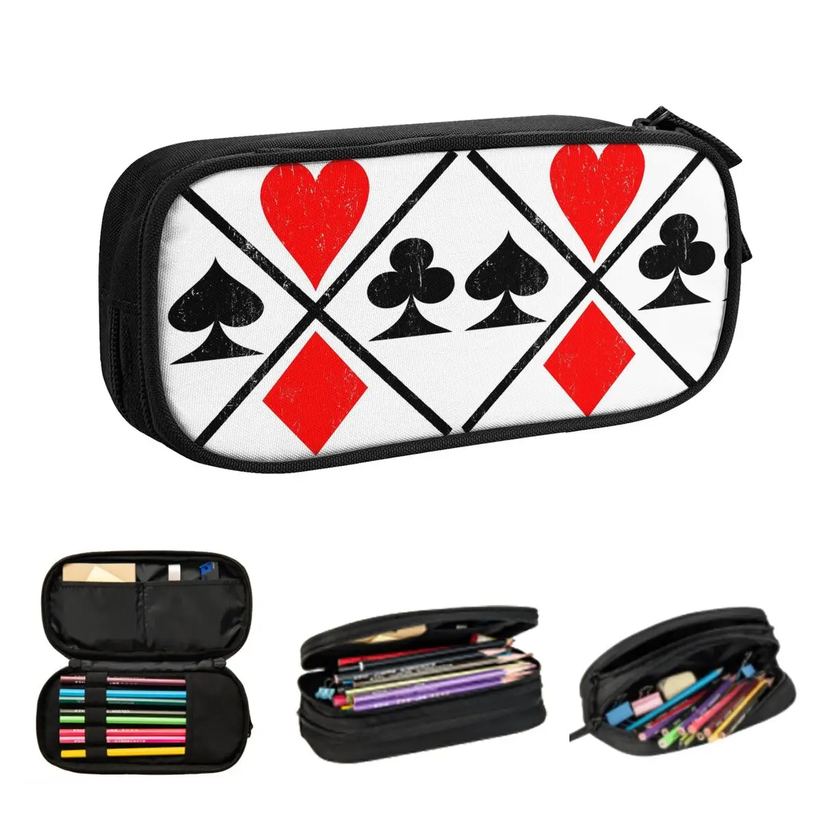 Poker-Kartenspiel 1 Federmäppchen für Schüler, Schule, Stiftbox, Bleistiftbeutel, großes Fassungsvermögen, Federmäppchen