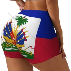 Sexy tight hip sports shorts Flag Of Haiti fitness women's comfortable yoga shorts