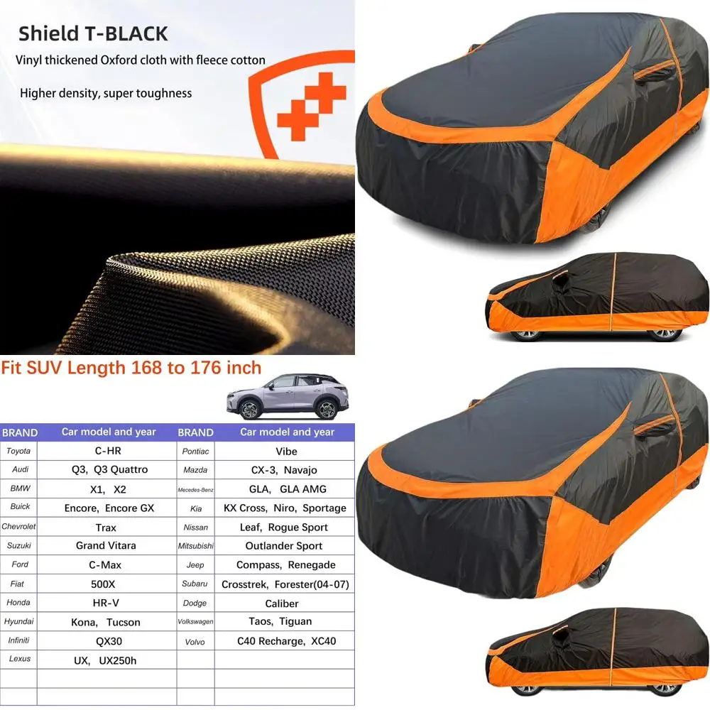 

Universal Waterproof SUV Car Cover with Zippered Door & Reflective Strip for Compact SUVs 168-176