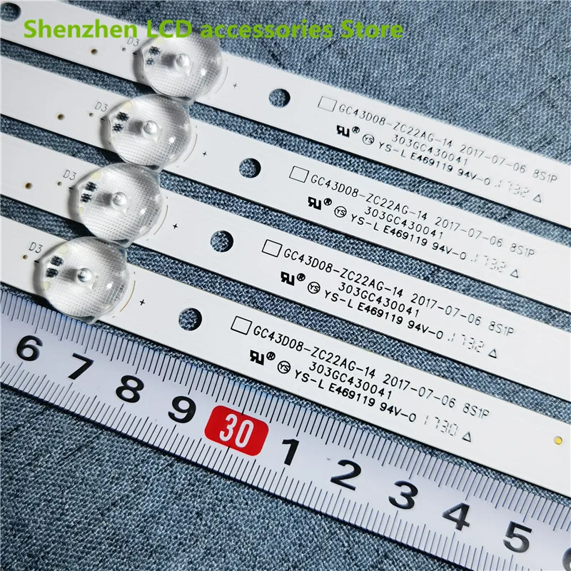 8 lamp for GC43D08-ZC22AG-17 15 23 13 303GC430044 303GC430043 un43j5200af un43j5202   857MM   43inch use  aluminium 100%new  3v