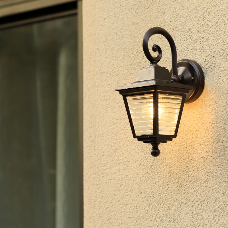 Retro lampa zewnętrzna wodoodporna ściana nowoczesna willa ścieżka ogrodowa brama lampy proste oświetlenie domu E27 korytarz balkon