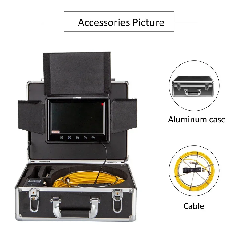 WP90E Drain Sewer Pipeline Industrial Endoscope Support DVR Function 9inch TFT LCD Monitor and Dual Lens HD Inspection Camera