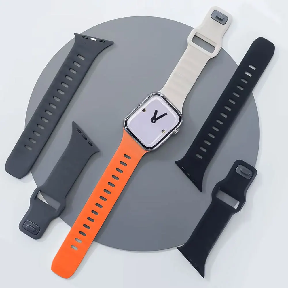Silicone Sport Band for Apple Watch 49mm 42 44 38 40 41mm Adjustable Strap for Iwatch Ultra 3/2 S11 10 9 8 7 6 SE3 Accessories