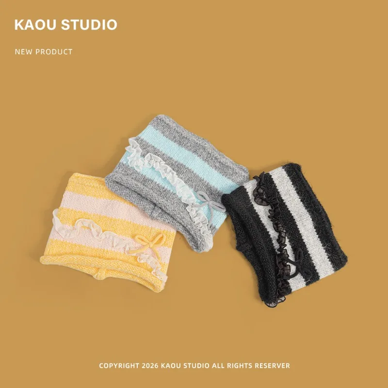 Koreanischer Stil, süße Schleife, Strickmütze mit Katzenohren für Damen, Spitze, im „Ins“-Stil, warme Strickmütze für Herbst und Winter, schützt die Ohren. – Detail 3
