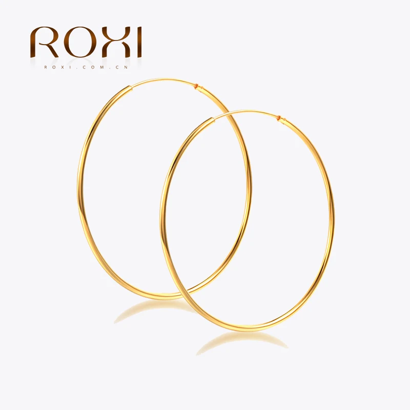 ROXI Minimalism Thin Round Hoop Earrings For Women 925 Sterling Silver Earrings Jewelry Big Hoop Pendientes Plata 925 Earring