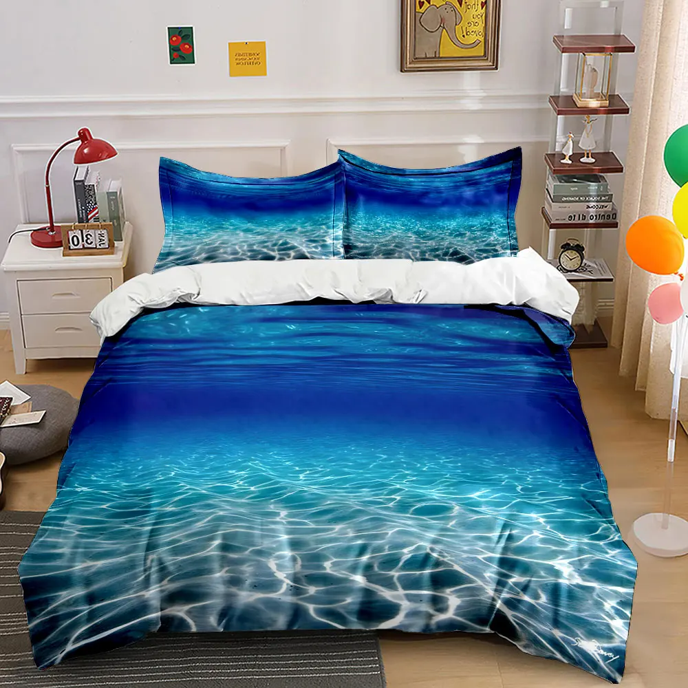 Clear seawater ripple patterns Bedding Set 1 Duvet Cover 2 Pillowcases for Adult and Children Luxury Gift Full Size