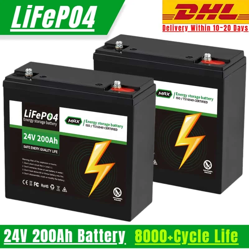 

LiFePO4 32700 24V 200Ah Battery Built-in BMS Rechargeable Lithium Iron Phosphate Solar Power System RV House Trolling Motor✅