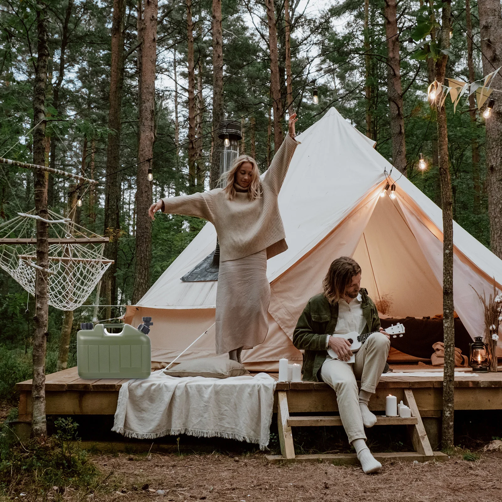 

1Set Outdoor Water Carrier Food Grade Water Bucket Portable Handle Wide Mouth Sealing Camping Hiking Travel Vehicle-Mounted