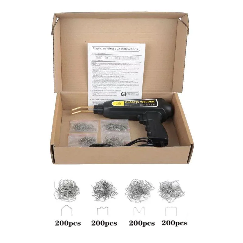 Kit de soudage plastique pour réparation de pare-chocs, pistolet de soudage à chaud, kit de réparation de moto avec 4 types de agrafes, réparation plastique DIY