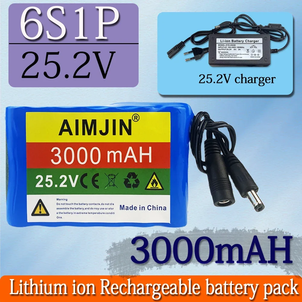 

6S1P 25.2V 3000mAh lithium-ion battery for audio, light strip monitoring, motor, solar powered outdoor power supply for stalls