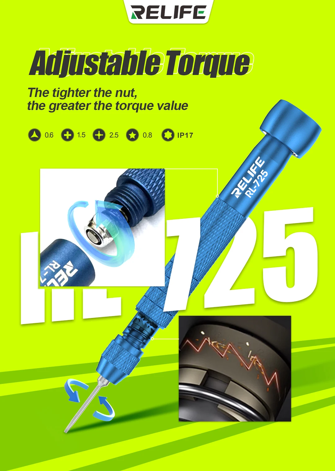 

RELIFE RL-725 6 in 1 Screwdriver Repair Kit Screwdriver Sets Phone Opening Tools Phone Repair Tools for iPhone & Android