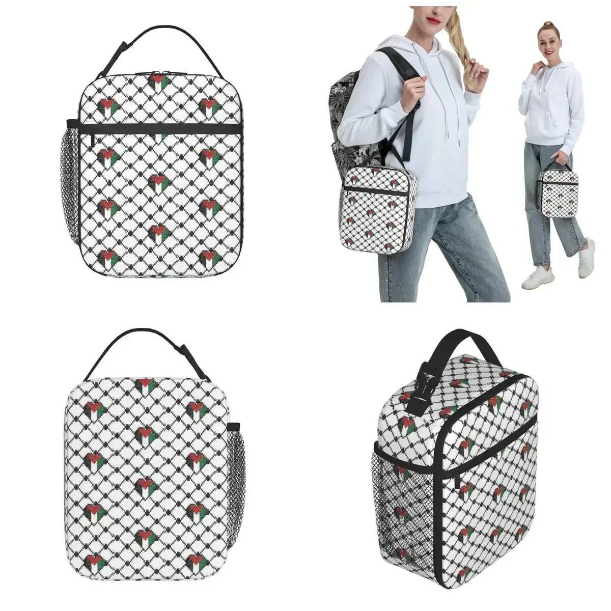 Heart Flag Product Insulated Lunch Bags For Travel Food Box Portable Thermal Cooler Lunch Box