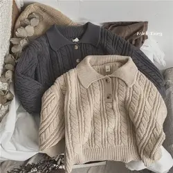 Childrens Clothing 2024 Korean Fashion Sweater for Boys Girls Korean Knitted Sweater for Babies Versatile Simple Clothing