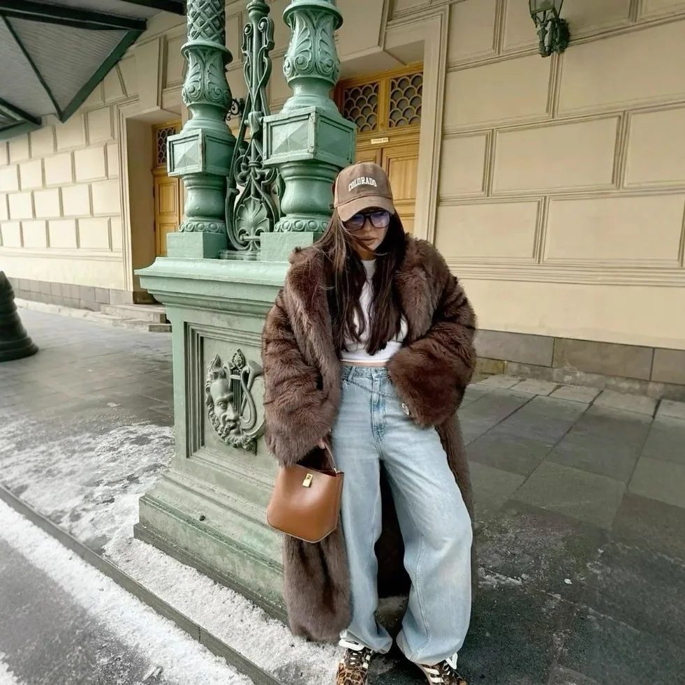 Faux Fur Jackets Women Solid Elegant Long Coat Cardigan Warm Thick Outerwear Jacket Furry Streetwear Coats Autumn Winter