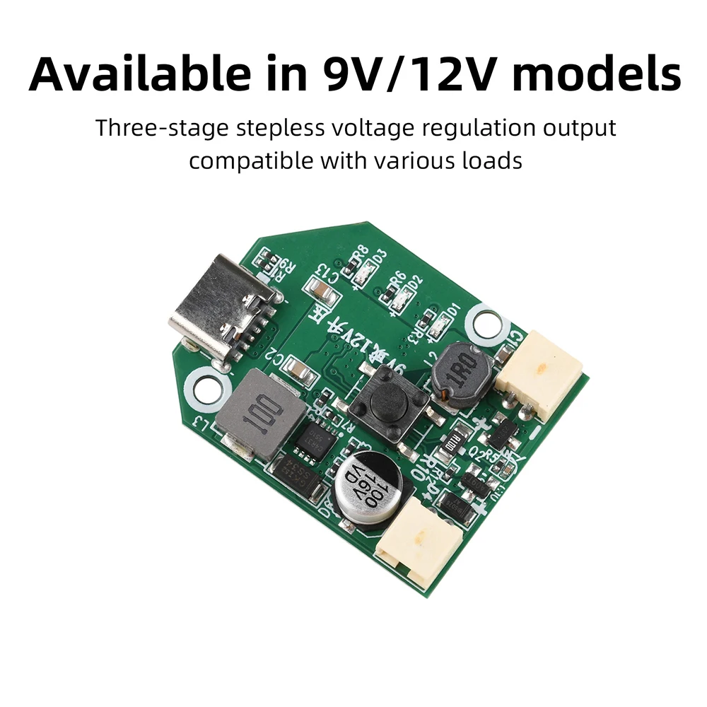 Type-C 5V 2A Fast Charging Fan Control Board 9V/12V 3-Speed PWM Boost Driver Module for Brushless Fan DIY Projects