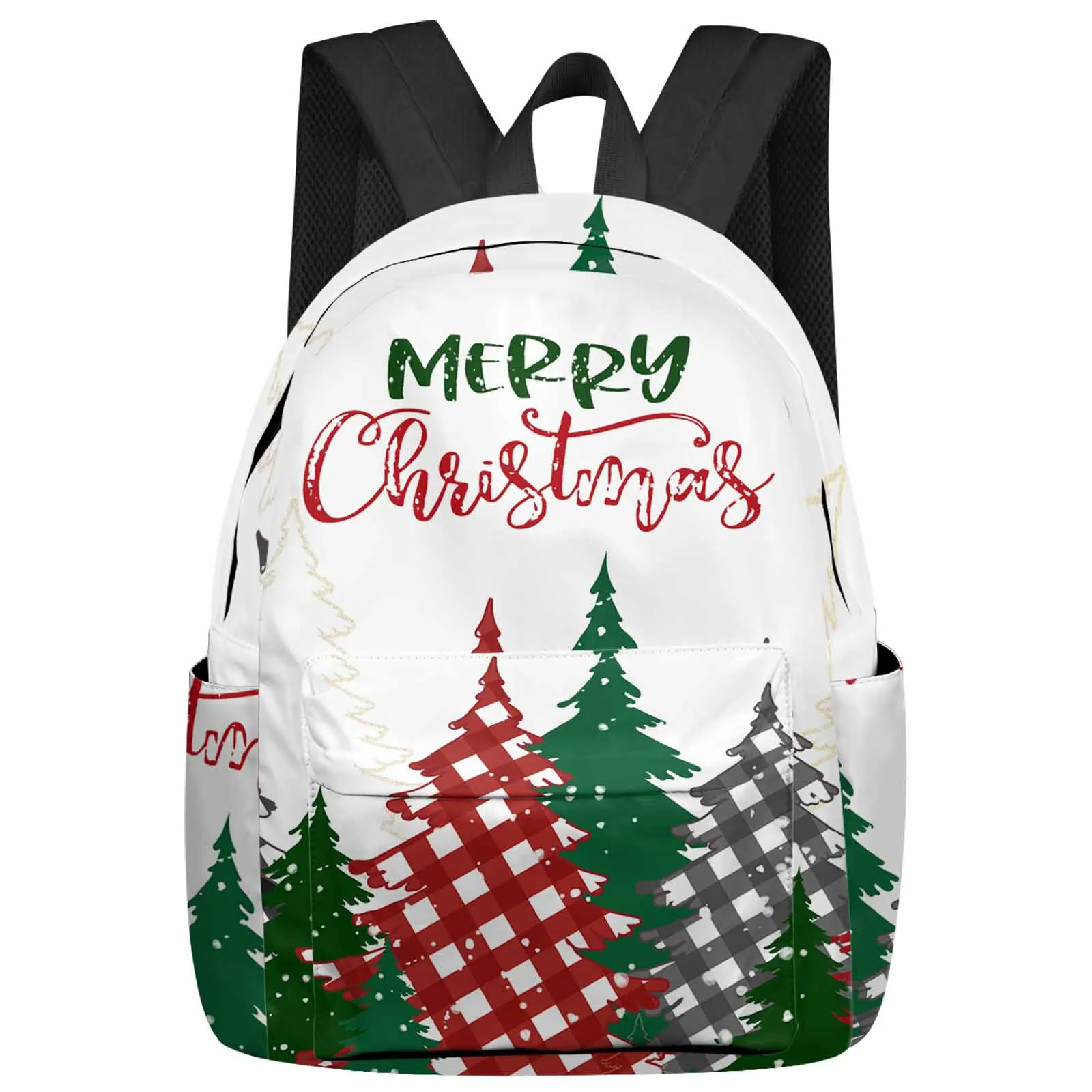 

Christmas Tree Snowflake Grid Backpacks Custom Student School Bags Laptop Backpack Men Women Female Travel Mochila