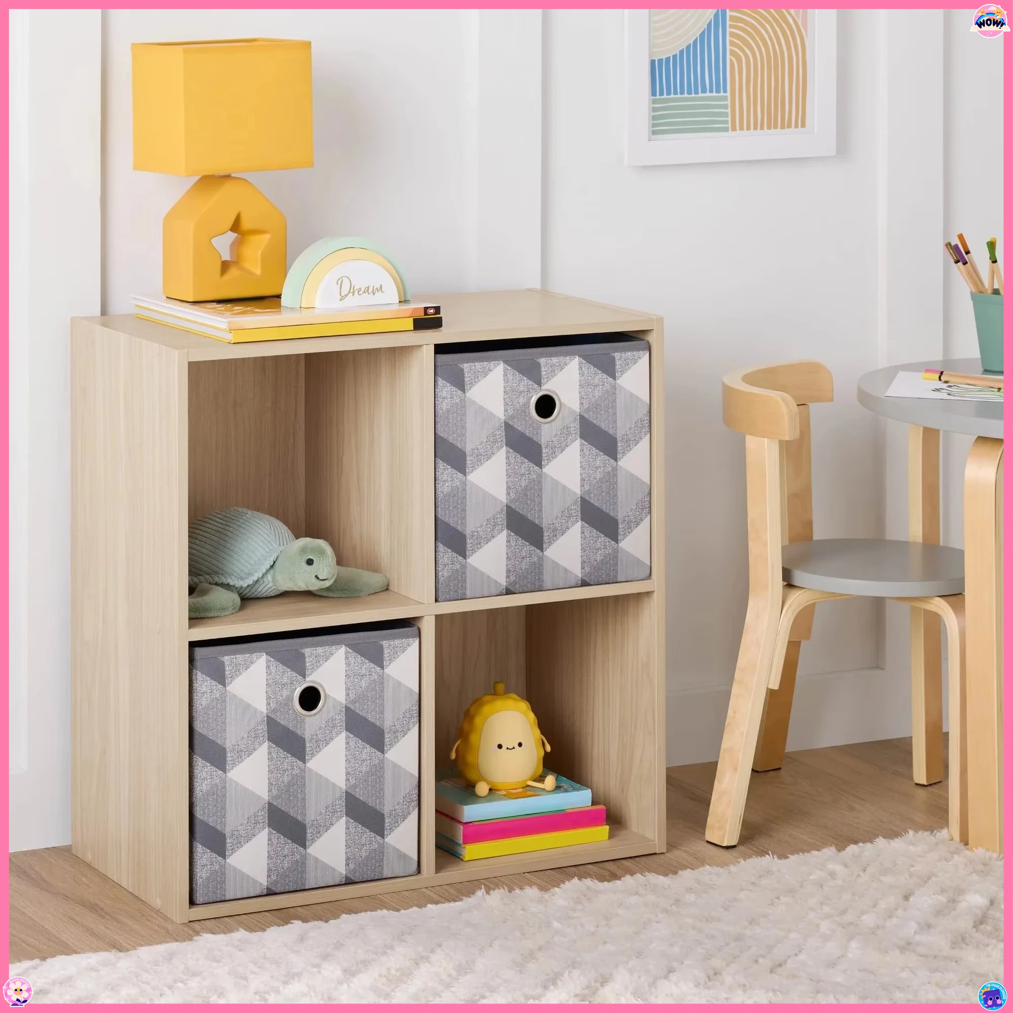 4-Cube Modular Storage Organizer - Freestanding Shelf Unit for Office - Great for Living Room Bedroom & Entryway Use