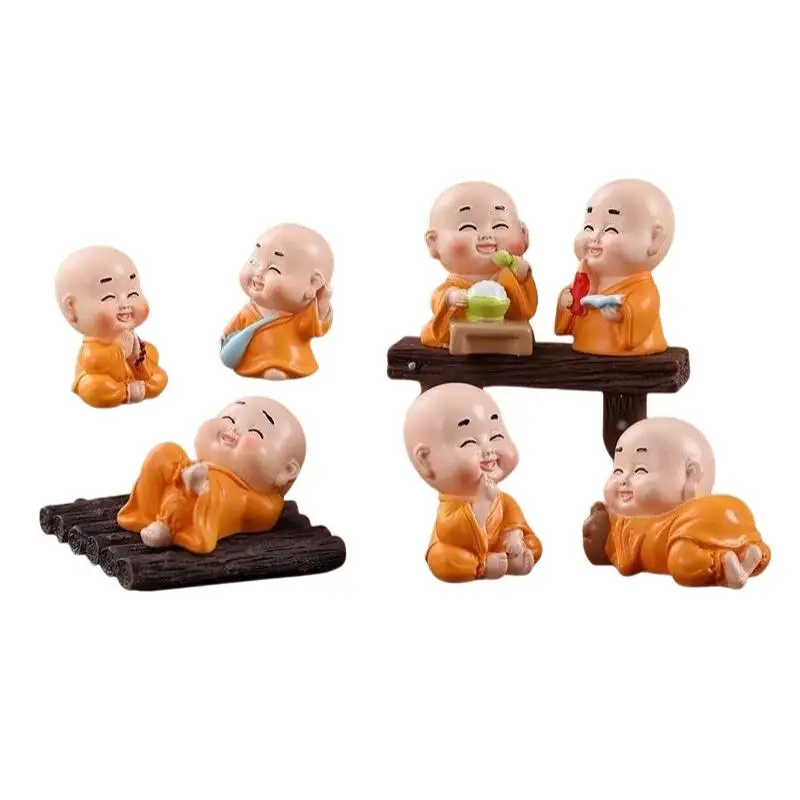 Creative Resin Ornaments Multiple Styles Small Monk Garden Terrarium Mini Figurine Miniatures Micro Landscape Decor
