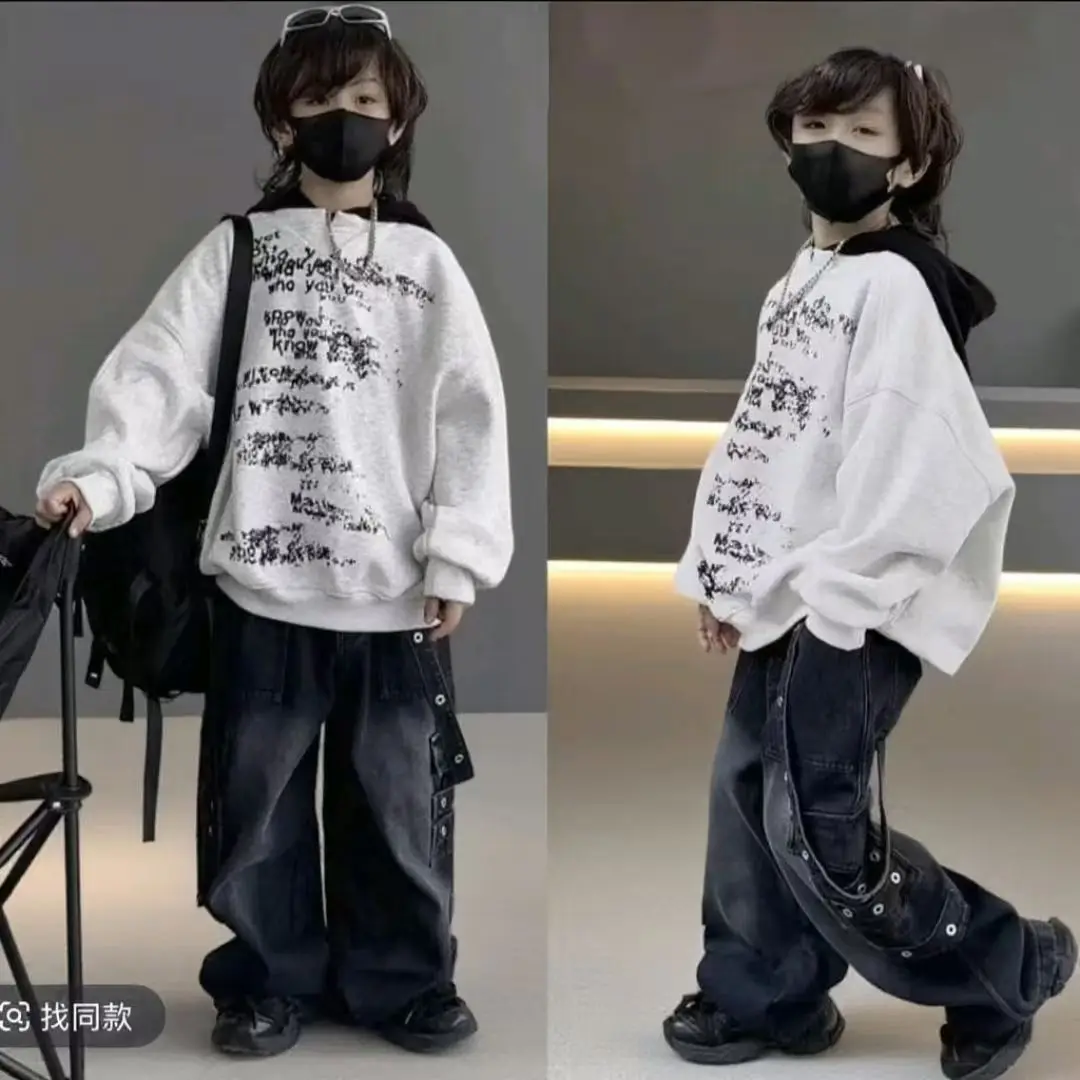 Children's Clothing Autumn Workwear Jeans Straight Tube Heavy Industry Handsome And Versatile Trendy Brand New Jeans