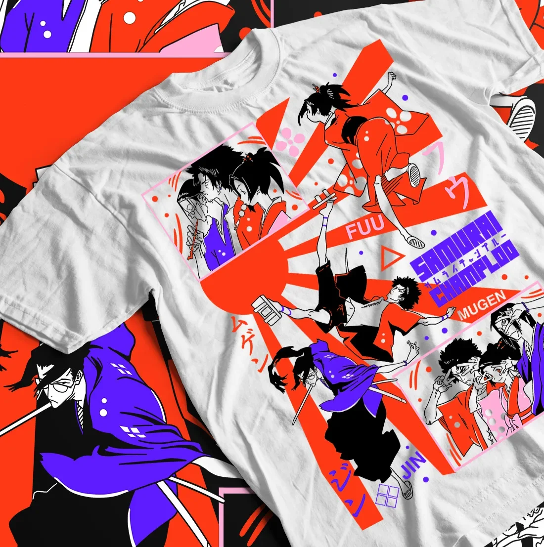 Samurai Champloo T-Shirt Anime Walk Mugen Jin Fuu Kasumi Exclusive Gift Shirt