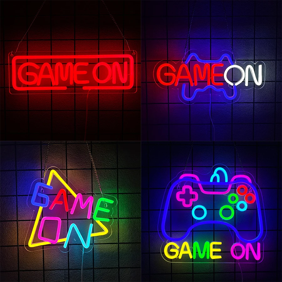 Game On Led Neon Sign, Gamepad Shaped Icon Usb Powered, Game Room Boys Room Club Man Cave Party Art Decor, Gamers Gifts.