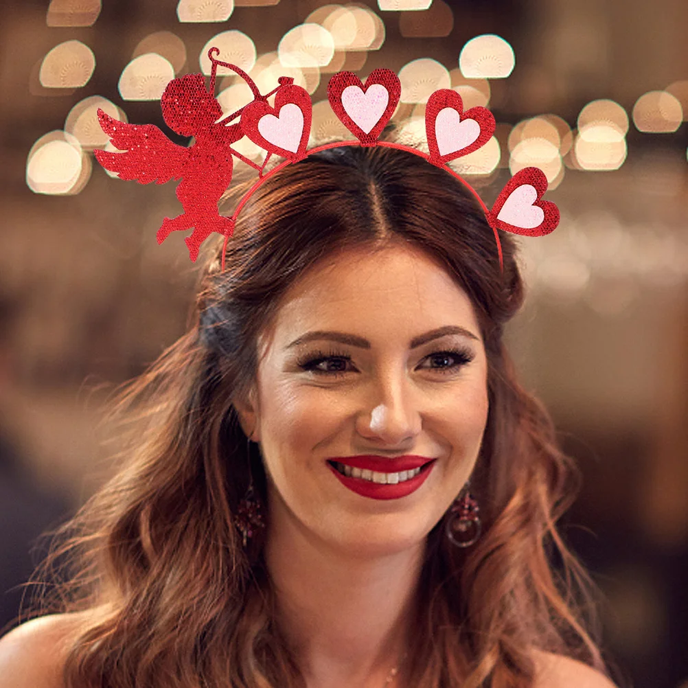 

Valentine Heart Headband Red Adjustable Size Comfortable Material Party Accessories Wedding Photo Prop Hair Accessory