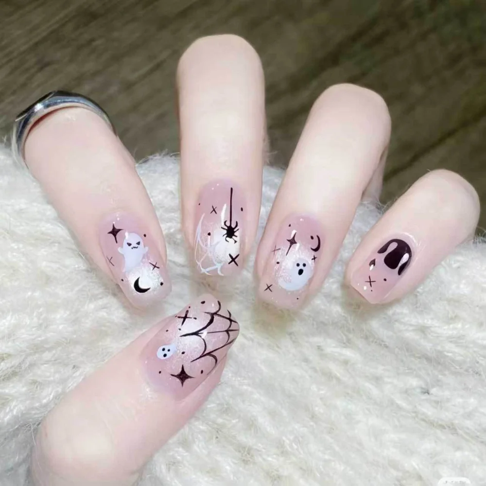 

24Pcs Halloween False Nails Animal Full Wraps Self-adhesive Press-On Fake Nail Design Decor Tips Set Finished Product