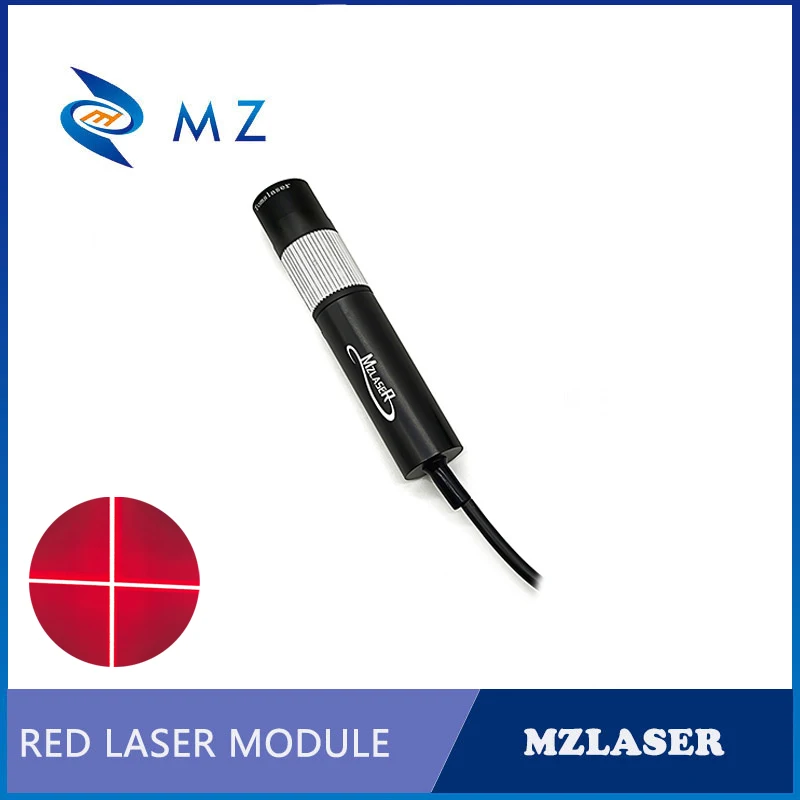 Red Cross Laser Diode Module Adjustable Focus D16mm 635nm 12V 24V 100mW Glass Lens Industrial Laser With Bracket+Power Supply
