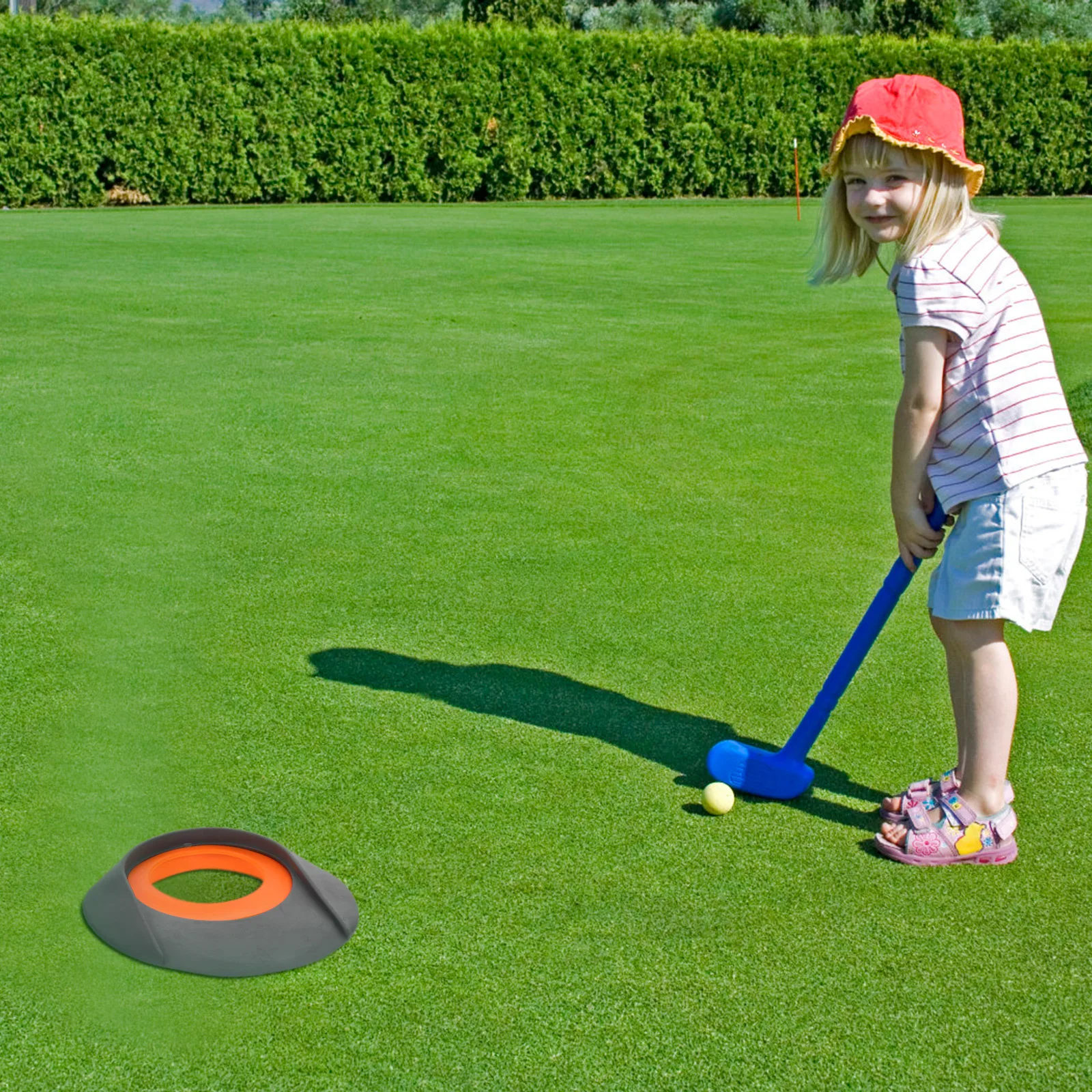 Putting Green Übungslochbecher 7,8 x 6,9 Zoll Grau Orange TPR Golf-Trainingsmatte für den Innen- und Außenbereichszubehör