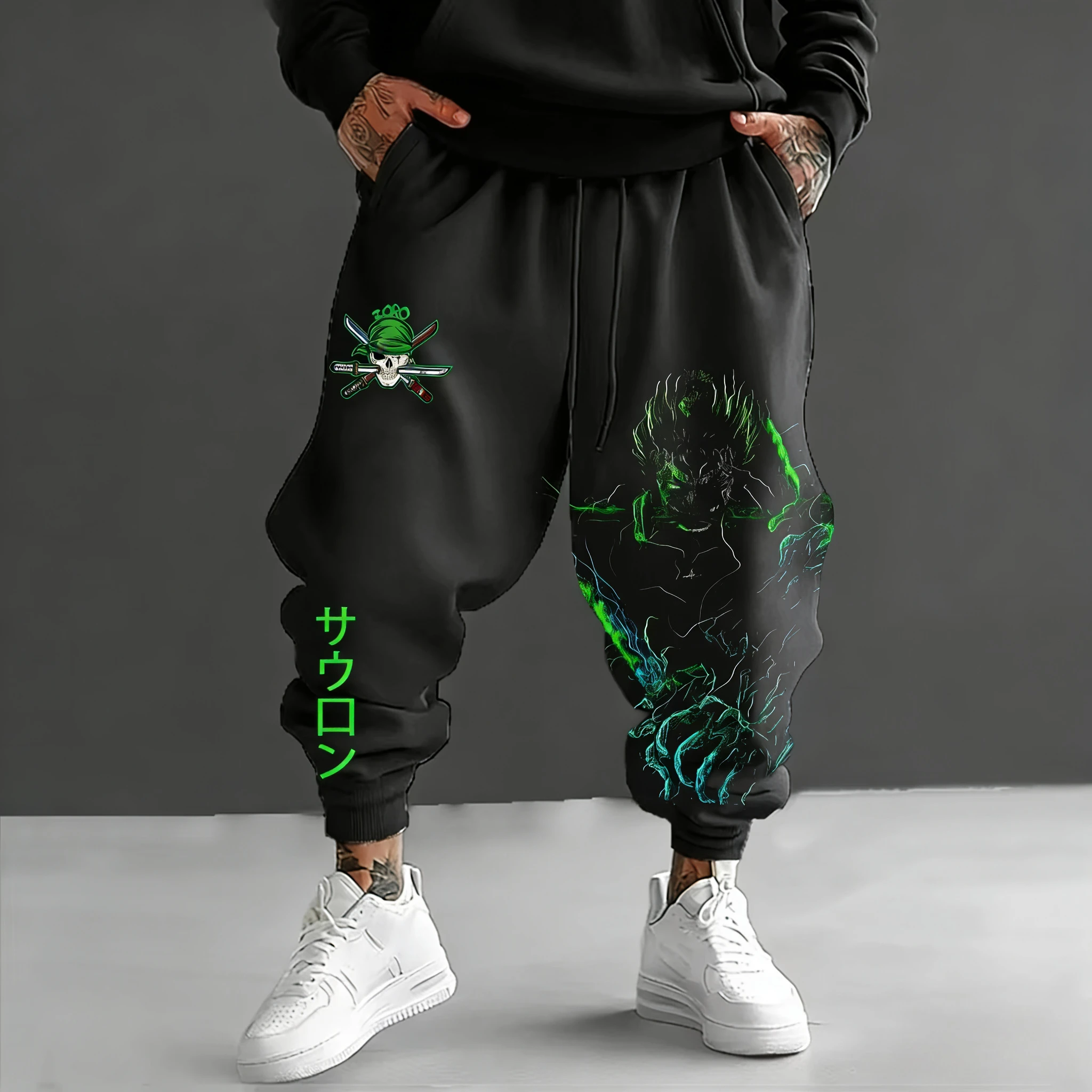 

ONE PICE аниме Roronoa Zoro, милые штаны с принтом, весна/лето 2026, новые уличные модные мужские и женские повседневные свободные брюки в стиле хип-хоп