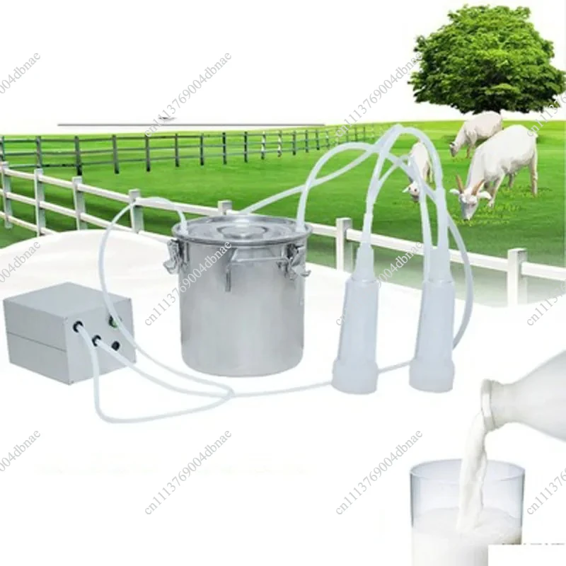 5L Electric Cattle & Goat Milking Machine - Pulsating, Stainless Steel Bucket, Adjustable Speed for Farm Livestock