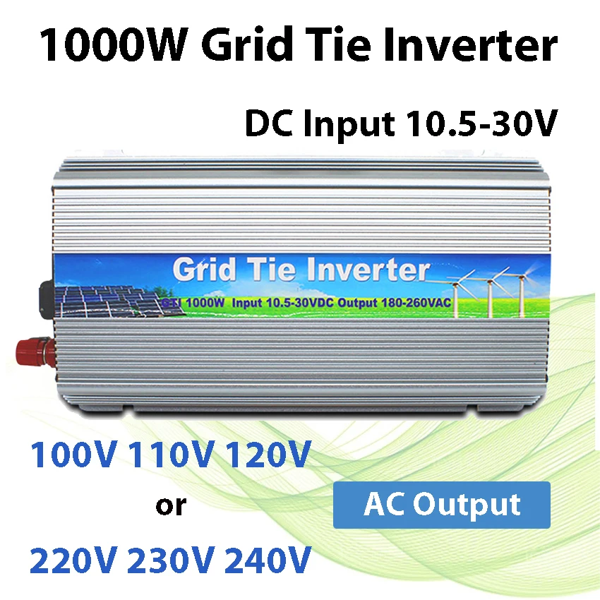 MPPT Solar Grid Tie Inverter 1000W 12V 24V Output 100V 110V 120V 220V 230V 240V Pure Sine Wave Source Power Solar Panel