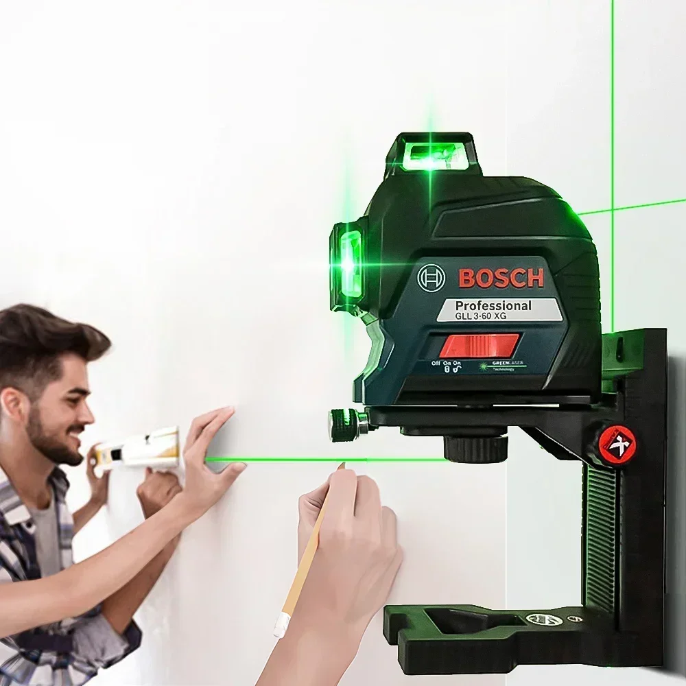 Imagem -05 - Linhas Nível Laser Nível 3d Verde Auto-nivelamento 360 Cruz Horizontal e Vertical Super Poderosa Ferramenta de Medição Bosch-gll360xg 12