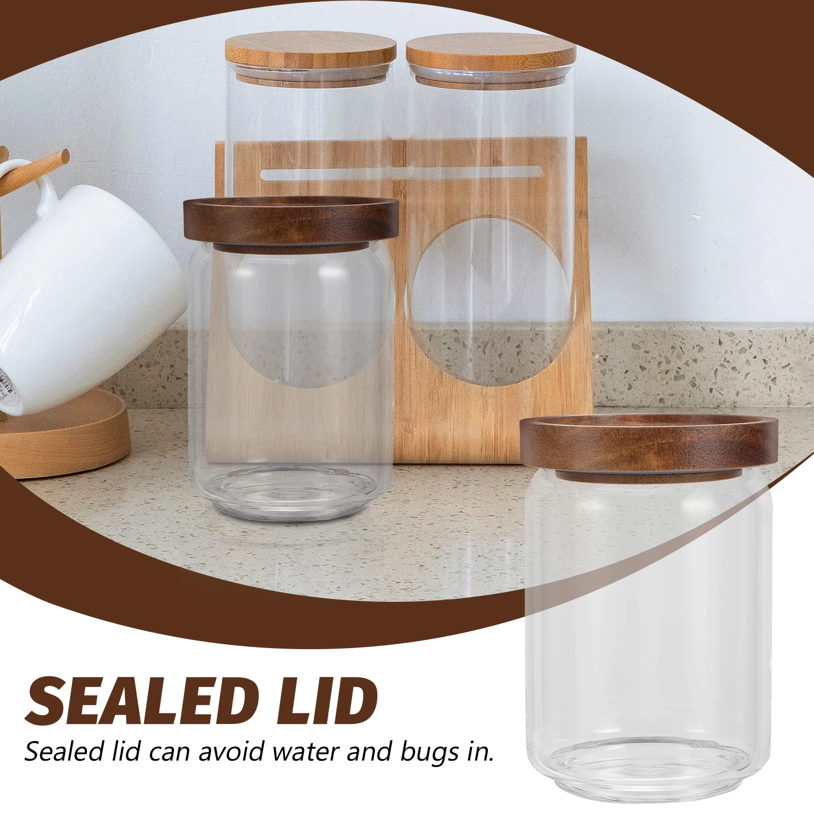 

Glass Sealed Jars Coffee Bean Storage Containers Airtight Grain Storage Canisters Dry Food Nuts Tea Sugar Long Use Sturdy Safe