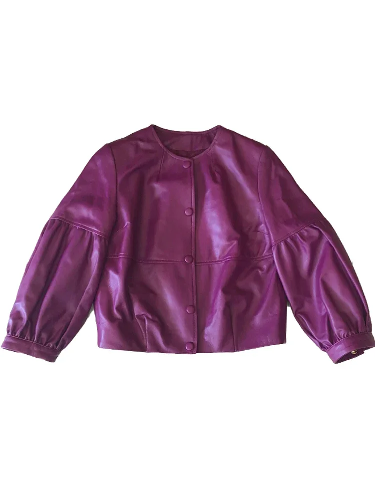 Tajiyane nouveau hiver automne veste en cuir véritable femmes véritable manteau en peau de mouton lanterne manches hauts Chaqueta Cuero Mujer SGG1138