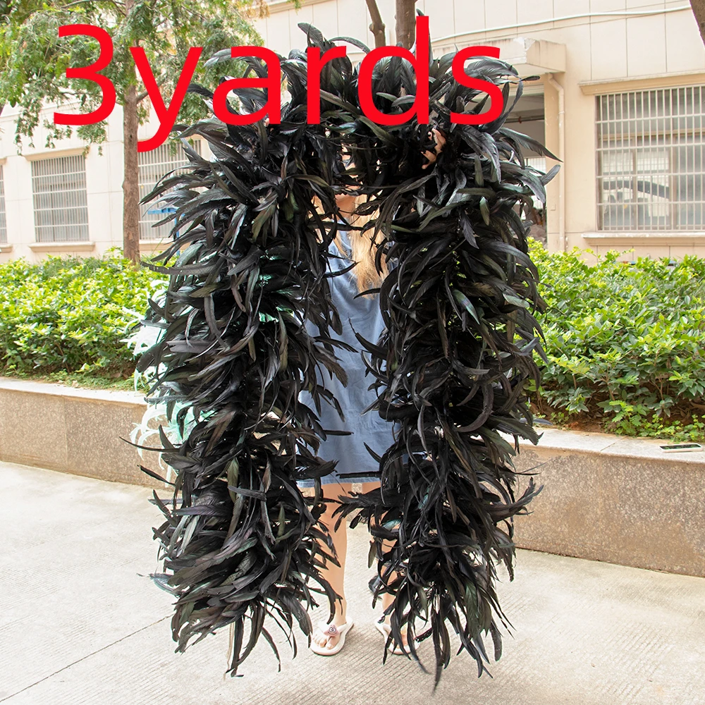 

Customized Black Chicken Feather Boa Lerge Rooster Cock Feather Shawl for Party Cosplay Stage Decor Plumes Scarf 25-30cm Width