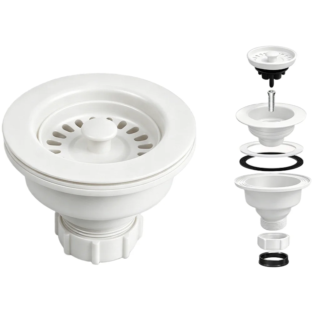 Double Layer Drain Protection System with Stainless Steel Filtration and PP Housing for Standard 114mm Kitchen Sink Openings