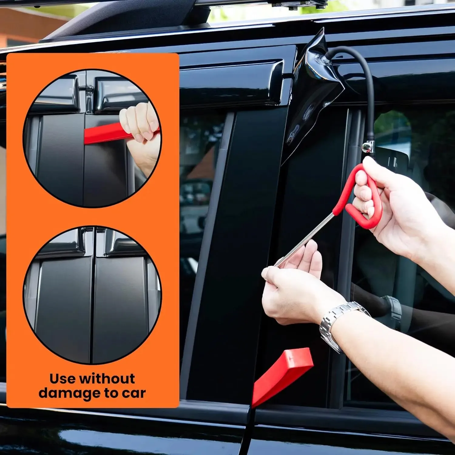 12PCS Car Door Tool Kit Inflatable Air Pump Auto Window Door Open Fixing Gripper Tools Long Reach Kits with Carrying Bag