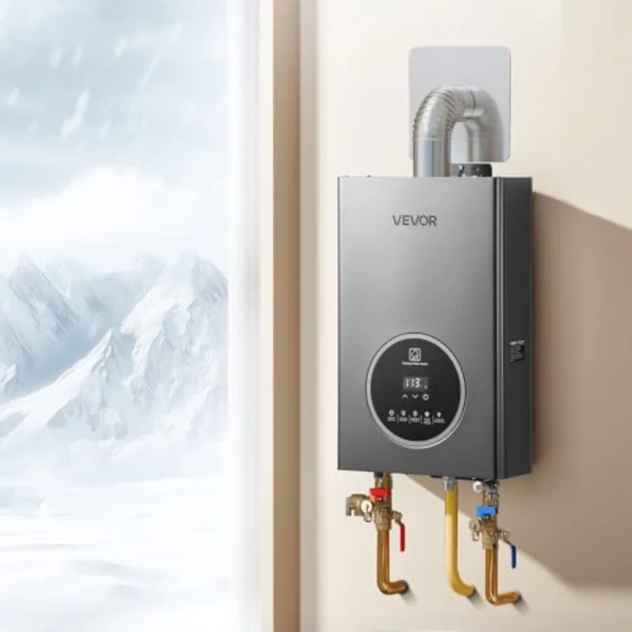 سخان مياه يعمل بالغاز بدون خزان 4.3 جالون داخلي 100000 وحدة حرارية بريطانية سخان مياه ساخن فوري مع تحكم ذكي في درجة الحرارة وشاشة LED شفافة