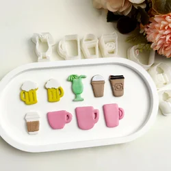 Coffee Cup Soft Pottery Mold Teapot Teacup Milk Carton Polymer Clay Cutter DIY Earrings Jewelry Pendant Modeling Pottery Tool