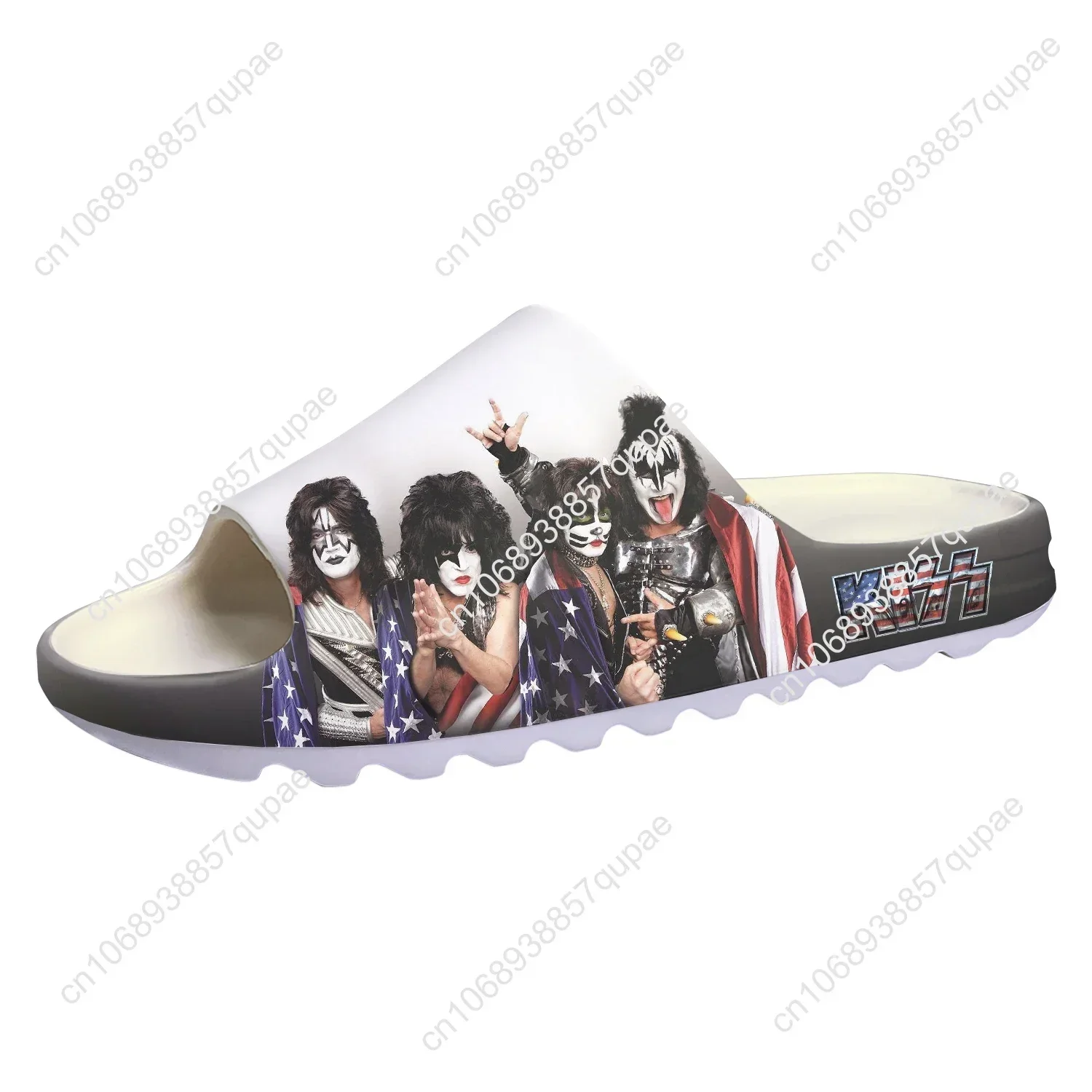 Heavy Metal Kiss Rock Band Soft Sllipers Home Tamancos Mens Womens Sandálias personalizadas Sapatos de água na merda Step in