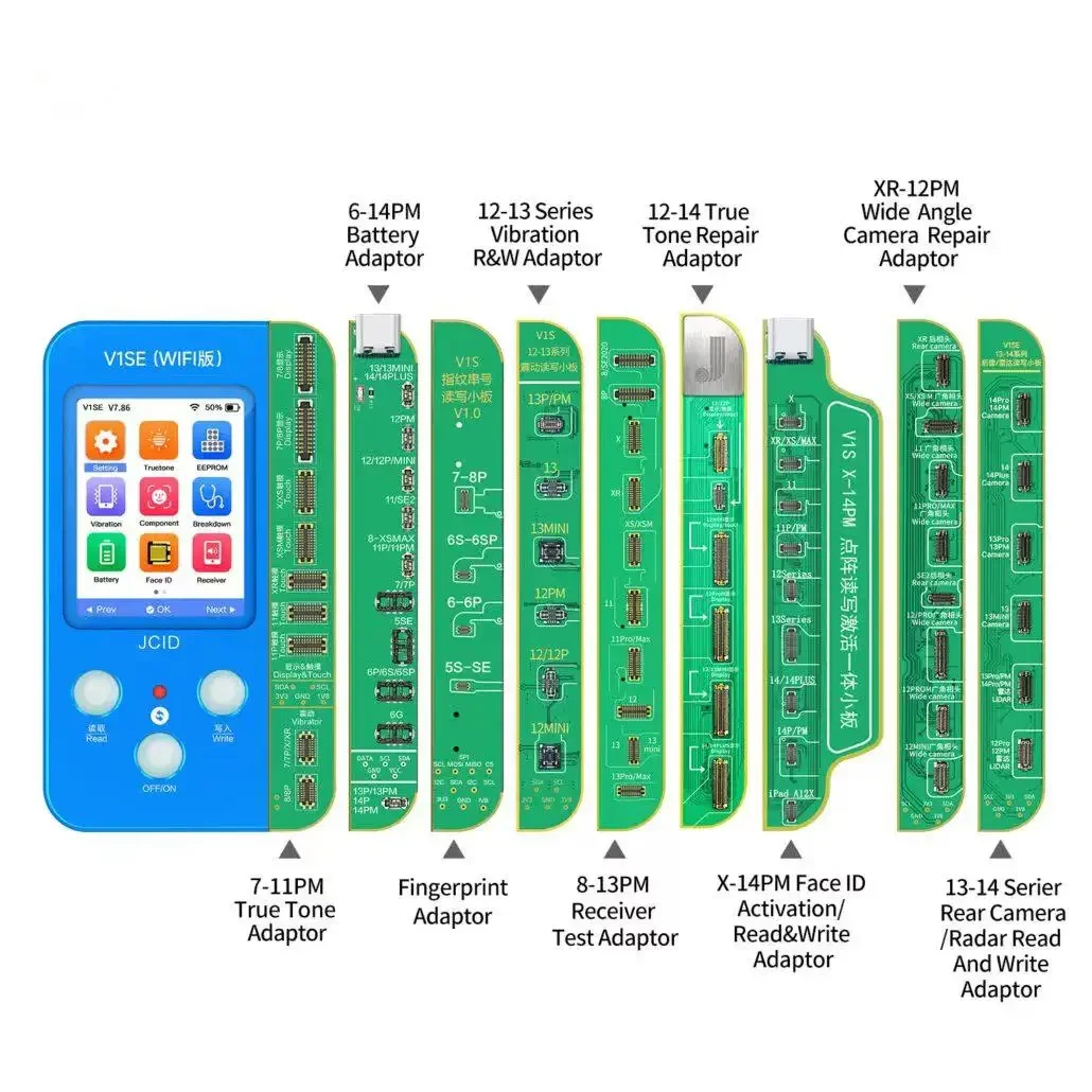 TLF JC V1SE 9-in-1 Wifi for Mobile Phone Repair True Tone Battery Health Face ID & Fingerprint Reader with Rear