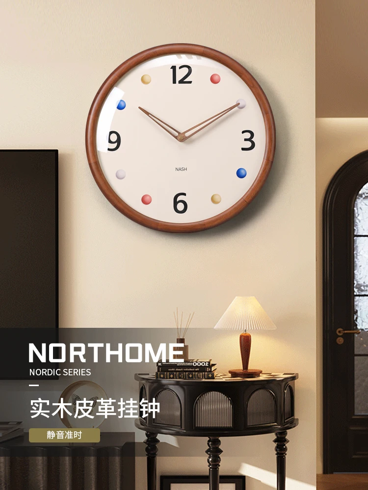 

Cream wind wall clock Modern simple household bedroom wall mute living room creative time clock