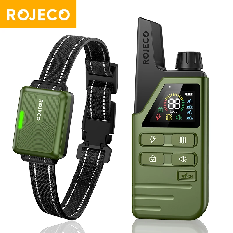 ROJECO Electric Dog Training Remote Control Collar Pet Puppy Dog Bark Stop Collar Waterproof Rechargeable Anti Barking Device