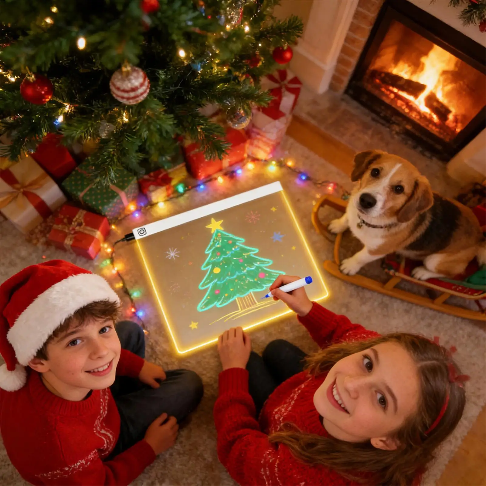 Tablero de dibujo iluminado para niños, 7 colores, Control táctil, suministros de escritura de borrado en seco, tablero de luz Led para niños, luz nocturna para el hogar