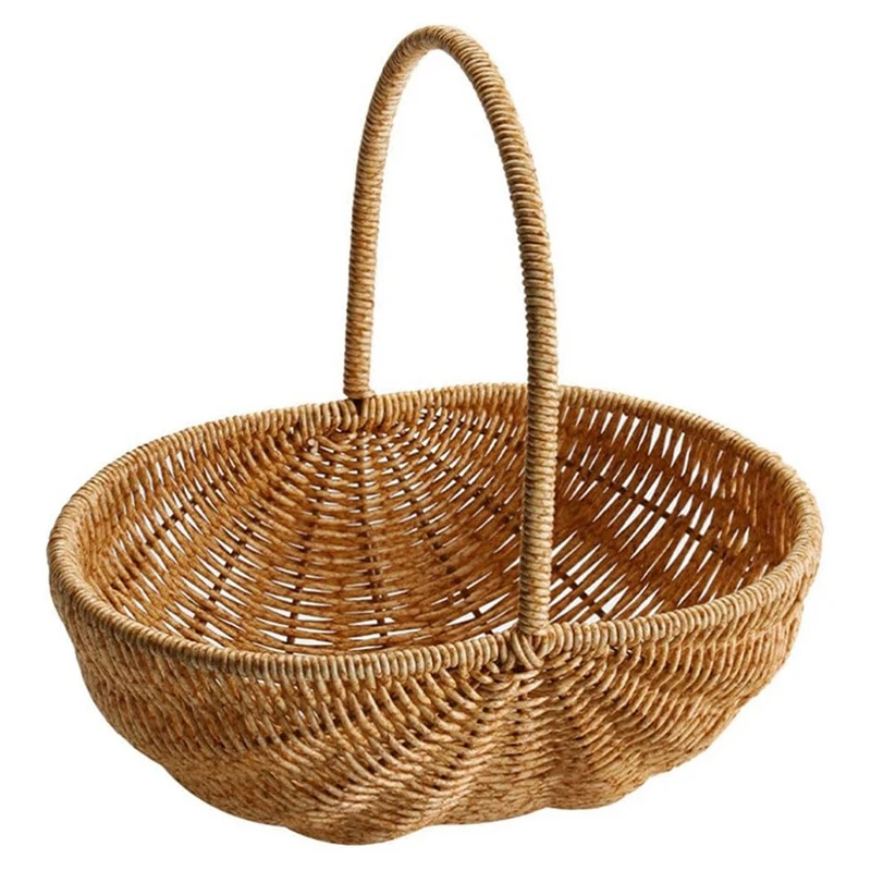 Wicker Basket With Handle Wicker Basket Wedding Flower Girl Basket Picnic, Fruit, Vegetable, Organizing Easy Install Easy To Use