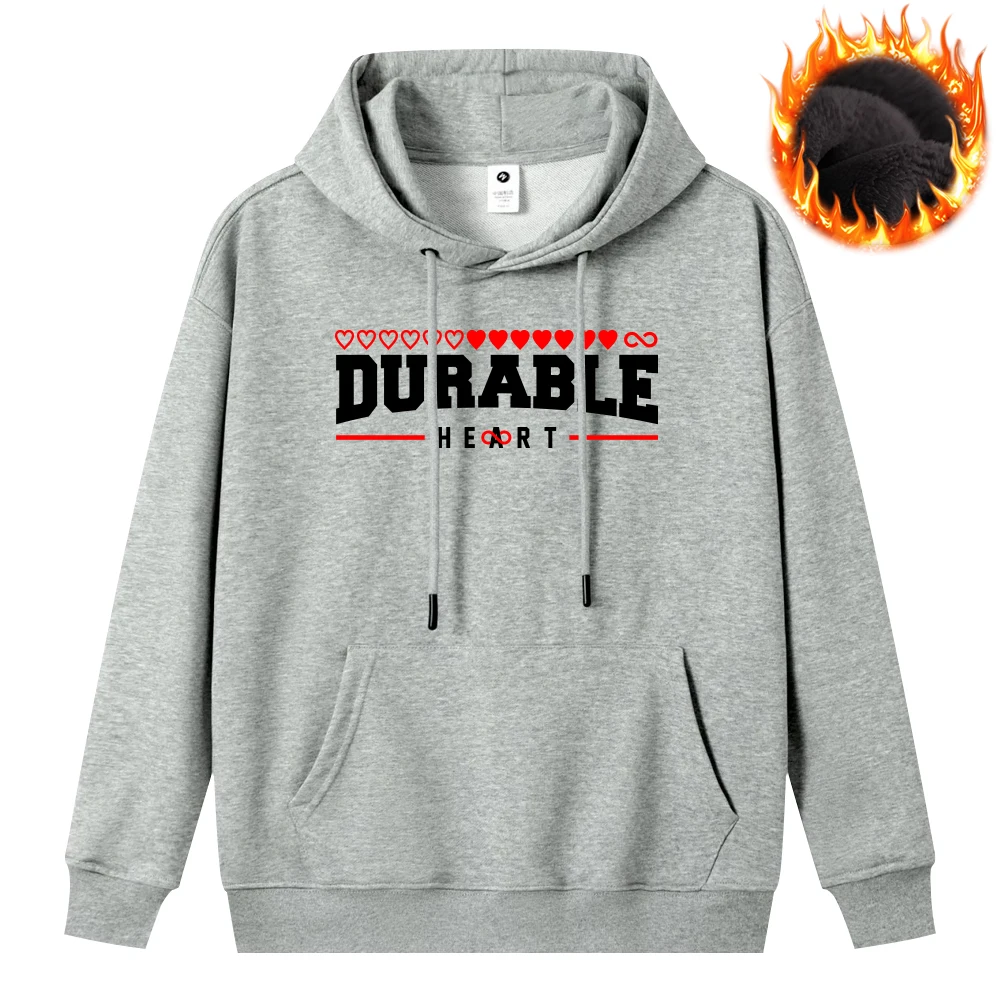 Durable Letter Printed Hoodies Oversize Hoodie Casual Tops Warm Thick Plush Mens Clothing Hip Hop Pullover Cozy Sweatshirt