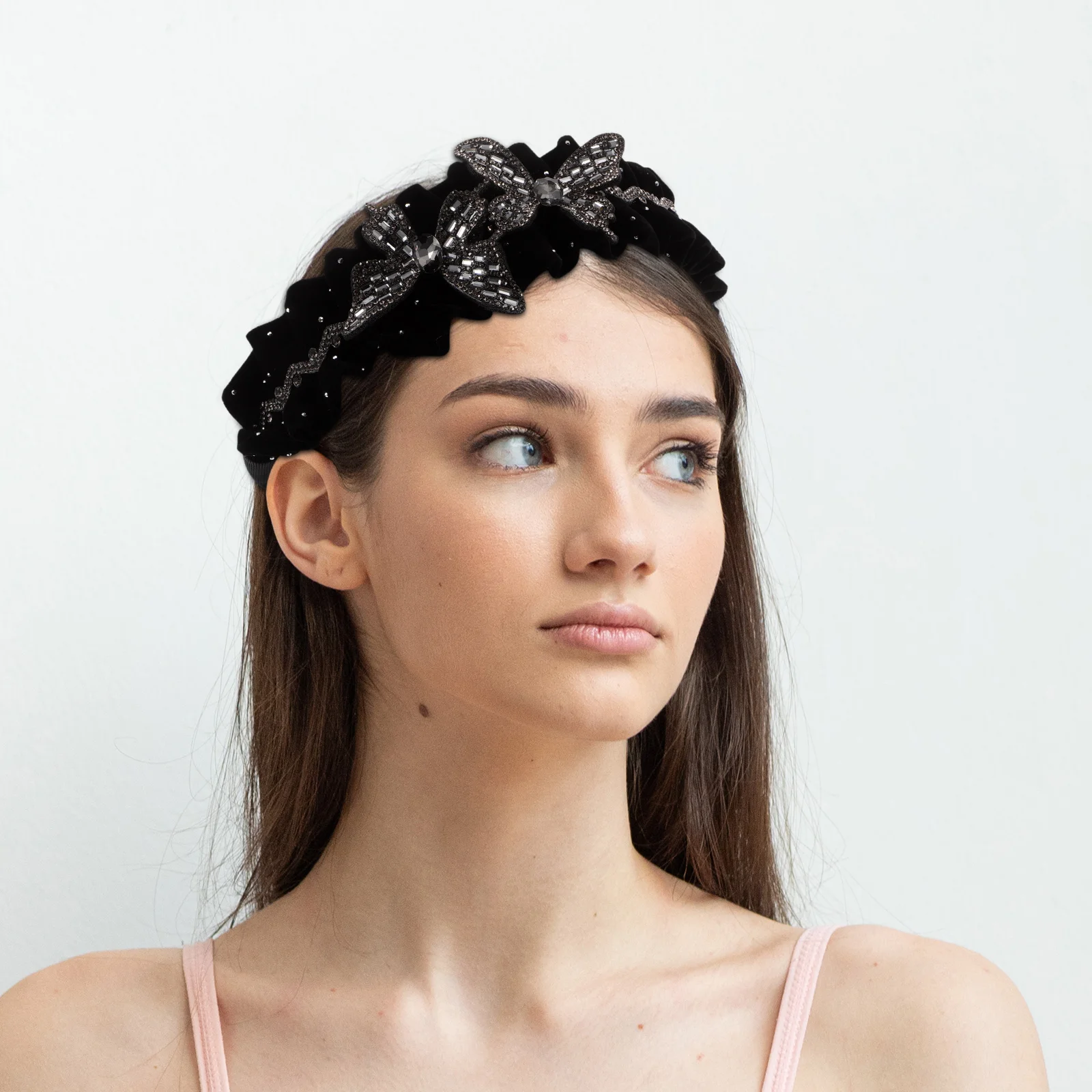 

Headb s Bow for Women Black Classic Color Height Enhancing Design Ruffled Texture Beauty Accessories Hair Styling Tools Women